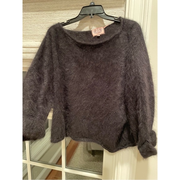 Vintage Juicy Couture Furry Black Oversized Sweater $125 One Size - Picture 5 of 9